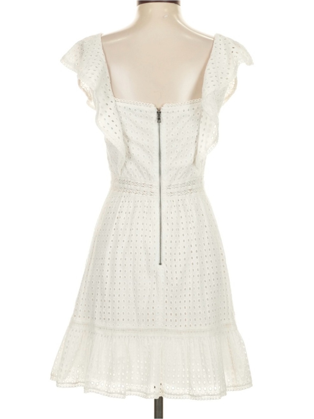 Alice + Olivia Ivory Eyelet Square-Neck Midi Dress - Picture 3 of 3
